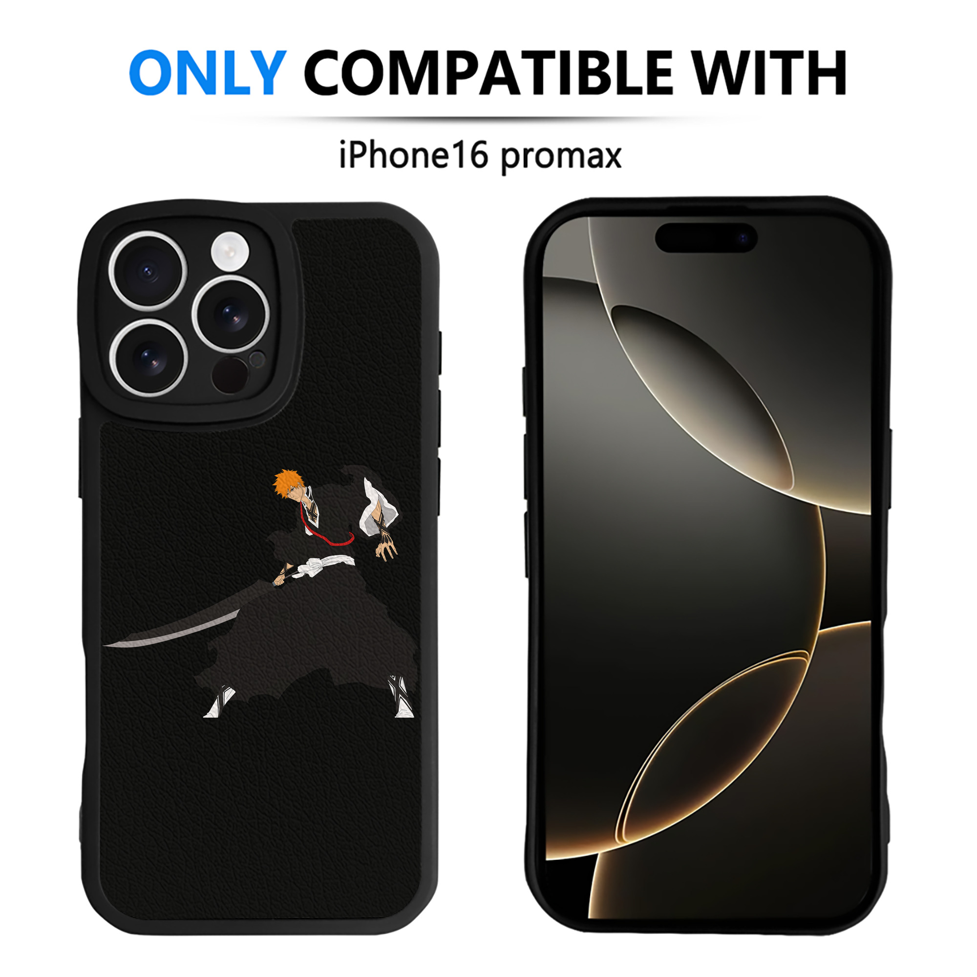 ブリーチ 黒崎一護（くろさき いちご）BLEACH Kurosaki Ichigo 【iPhone 16シリーズ対応】シリコンスマホケース（レザー調） 材質：シリコン